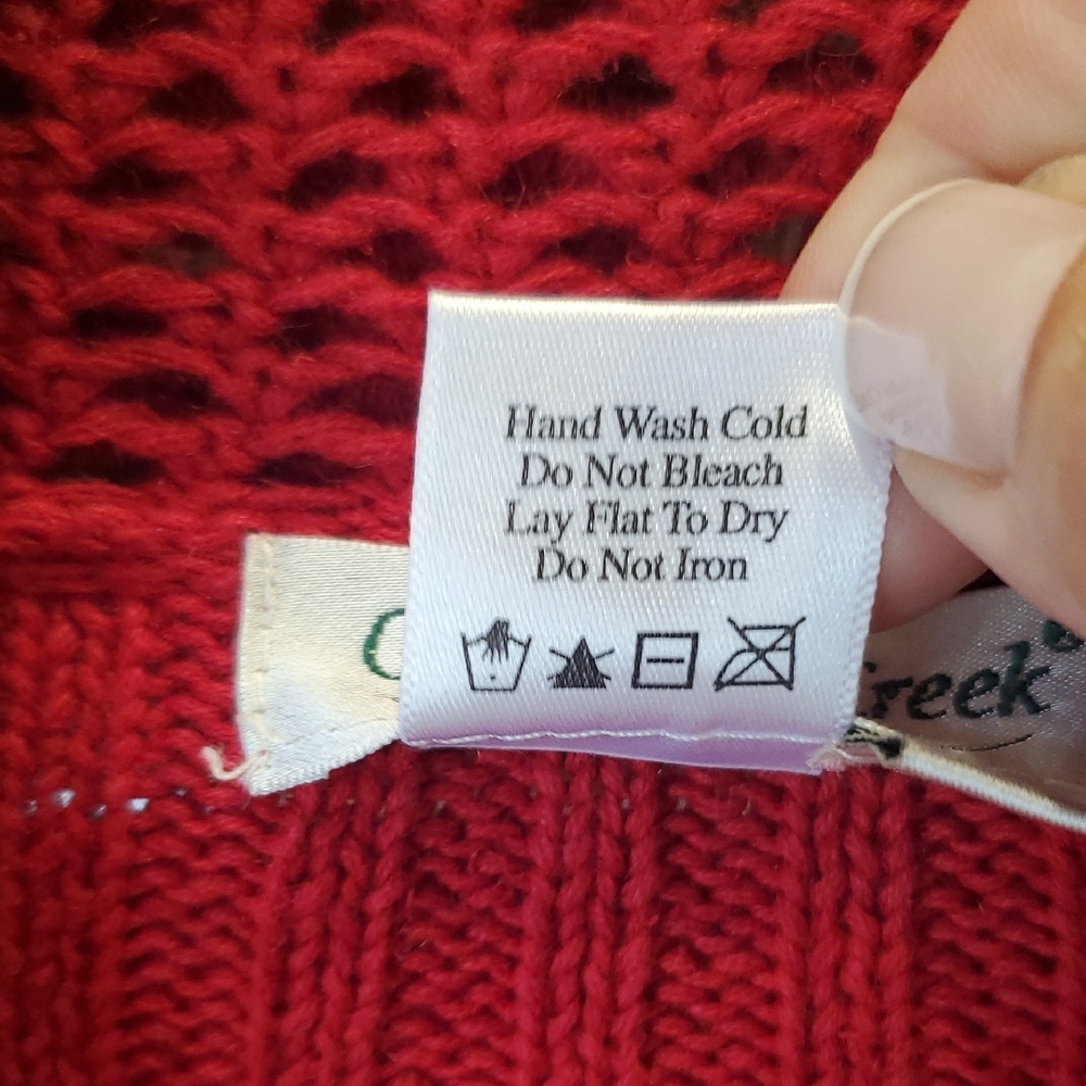 Coldwater Creek Open knit crochet boho style Women's Rich Red Cardigan SZ S - Picture 3 of 11